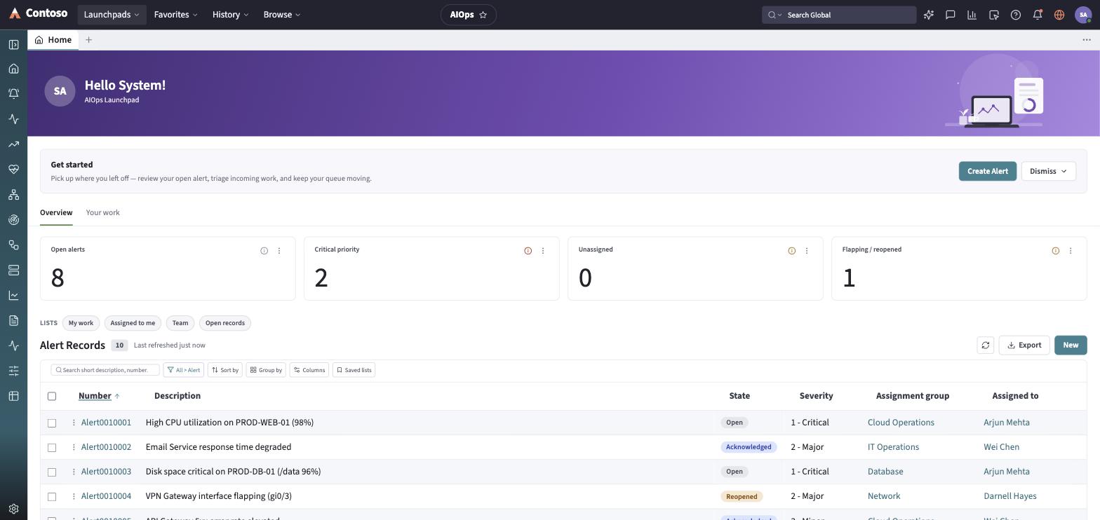 The AIOps launchpad home