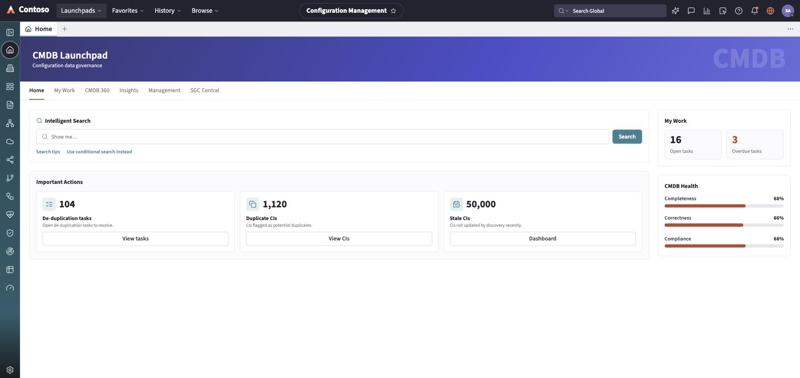 The Configuration Management DB launchpad home